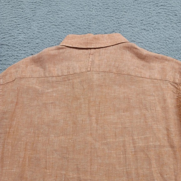 Banana Republic Shirt Mens 15- 15 1/2 Peach Flax Linen Button Up Summer Casual - Picture 4 of 10